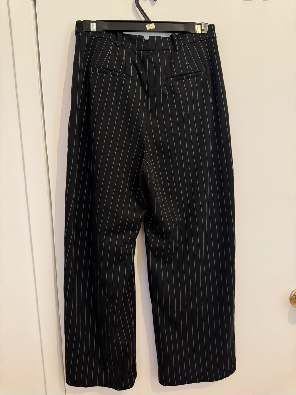 Black Pinstripe women’s wide leg Pleated Dress Pants - Picture 2 of 4